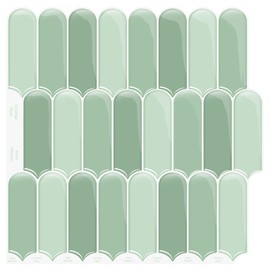 Green Peel and Stick Tile 3D Wall Panels 20PCS 12"x12" Stick on Backsplash for Kitchen 3D PVC Self Adhesive Wall Tiles Interior Renters for Bathroom Living Room Laundry Room Decorate