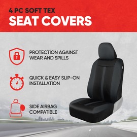Motor Trend Gray Cloth Car Seat Covers for Front Seats – Premium Automotive Bucket Seat Covers, Made for Vehicles with Removable Headrests, Interior Covers for Car Truck Van SUV Seat Protector