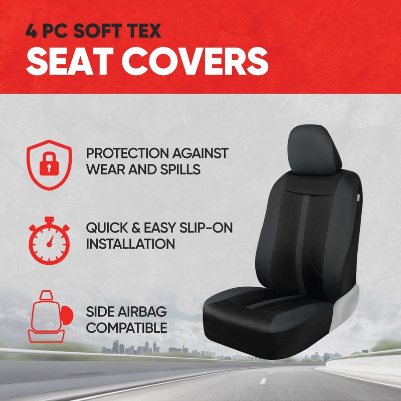 Motor Trend Gray Cloth Car Seat Covers for Front Seats