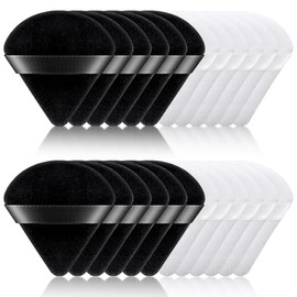 Pack of 24 Triangle Makeup Powder Puff Triangle, Powder Puff, Make Up Face Sponge Powder Puff, Washable Reusable Makeup Sponges for Loose Powder Foundation (Black and White)