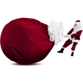 Shappy 5.9 x 4.9 ft Giant Velvet Santa Gift Sack Extra Large Christmas Santa Gift Bags with Drawstring Jumbo Reusable Christmas Bags Gift Wrapping for Large Gifts Bike TV(Bright Red, 59 x 71 Inch)