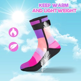 YOTAN Children's Neoprene Socks, 3 mm Warm Neoprene Socks, Non-Slip Swimming Socks, Diving Socks with Velcro Fastening, Beach Socks for Water Sports, Surfing, Beach Volleyball, pink, 23 - 26