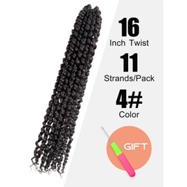 KAVSORAPI Passion Twist Hair 16 Inch Pre Looped Crochet Twist Short Pre Twisted Crochet Braids 8 Packs (4#/Light Brown)