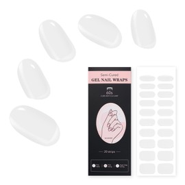 YiMistnnts Semi Cured Gel Nail Strips Salon-Quality Gel Nail Stickers Long Lasting Semi-Cured Nail Wraps for Women Works with UV LED Lamps (Transparent)