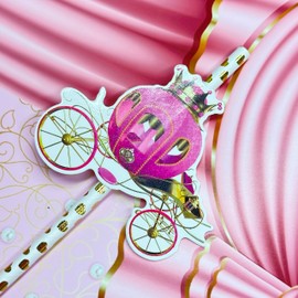 Princess Carriage Cut-Outs and Gold Paper Straws, Hot Pink Carriage