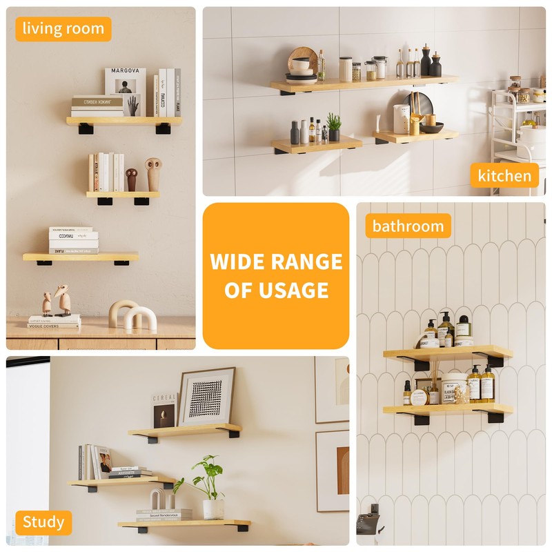 Floating Shelf Bracket 10Inch, 8Pack Black Shelf Brackets Bathroom Shelf