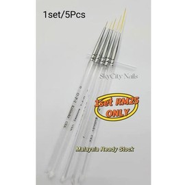 美甲拉线彩绘笔 Nail Art Brush 5pcs 1set Line Brush Line Manicure Drawing Brush Skycitynails Gel Art Brush skycity nailartbrush