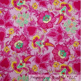 Springs Creative BonEful Fabric FQ Cotton Quilt Pink Green White Yellow Flower Garden Bohemian UK