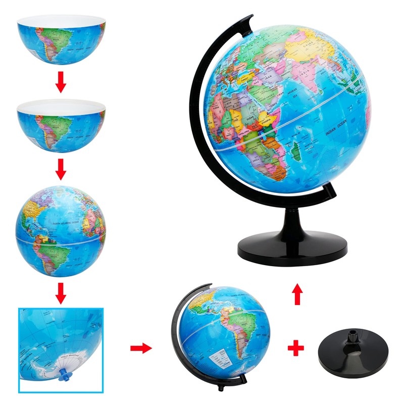 Exerz 12" World Globe - Political Map Educational - Self