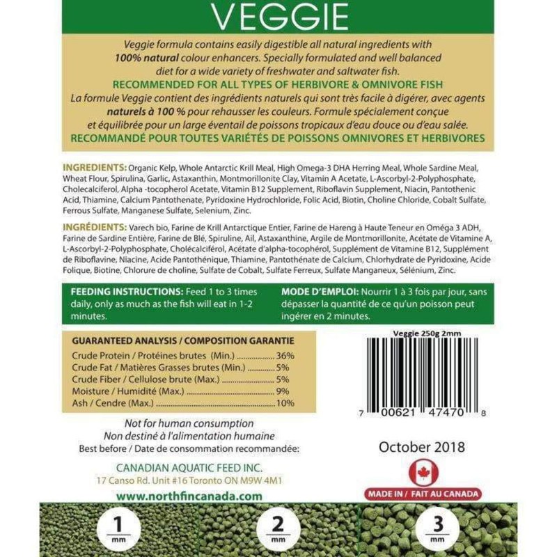 Northfin Veggie Fish Food Formula – Slow Sinking Pellets for