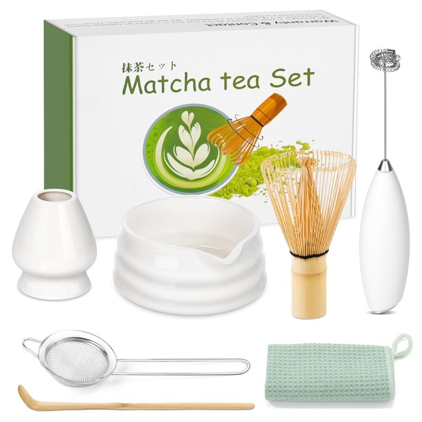 Matcha Whisk Set 7 Pcs Macha Kit with Chawan Spout