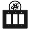 SWEN Products Dragon Wall Plate Cover (Triple Rocker, Black)