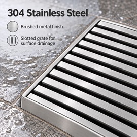 304 Stainless Steel Floor Drain for Balcony Drainage – 10 × 10 cm (3.93 in x 3.93 in) Square Deodorizing Drain with Brushed Finish for Outdoor Floors