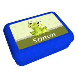 CreaDesign, Children's Lunch Box, Lunch Box, Blue with Compartments, Ideal for Nursery, Nursery and School, Frog, 13.9 x 19 x 7 cm, Volume 1 Litre