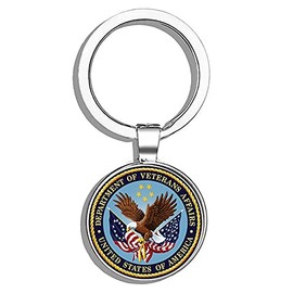 HJ Media Department of Veteran Affairs Seal Metal Round Metal Key Chain Keychain Ring