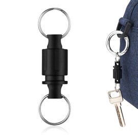 Titanium Keychain Quick Release, Pull Apart Keychain Detachable Key Rings with 2 Split Rings Quick Release Keychain Chain Separate Quick Disconnect Convenient Accessory Gift (Black and Silver)