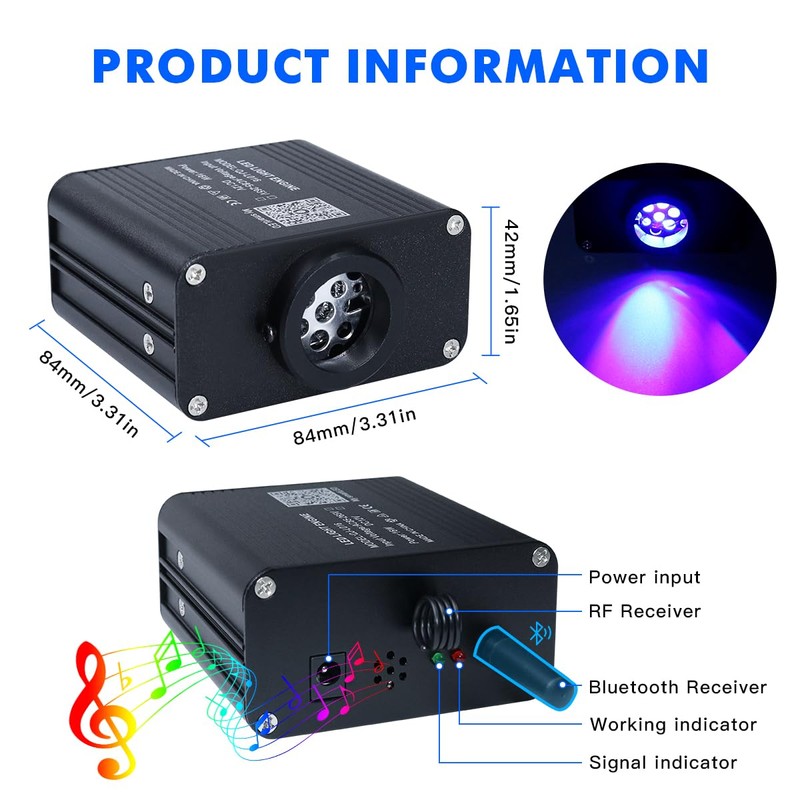 AZIMOM 50pcs 6.5ft Side Glow Fiber Optic Sensory Light for