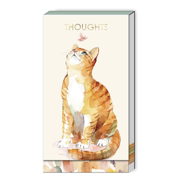 Punch Studio Watercolor Pets Ginger Cat, Tall Notepad, 75 Sheets
