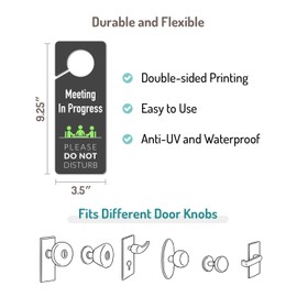 Do Not Disturb Door Hanger Sign, 2 Pack, Please Do Not Disturb Sign, Meeting in Progress