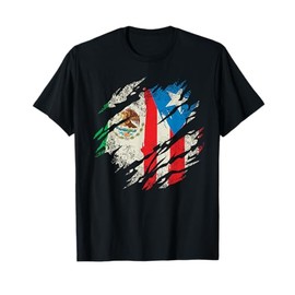 Mexican Puerto Rican Flag Puerto Rico Mexico Hispanic Retro T-Shirt
