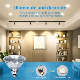 PAR38 Halogen Flood Light Bulbs 2 Pcs, 80W Equivalent, 120V, E26 Base, 2700K Warm White Light for Indoor and Outdoor