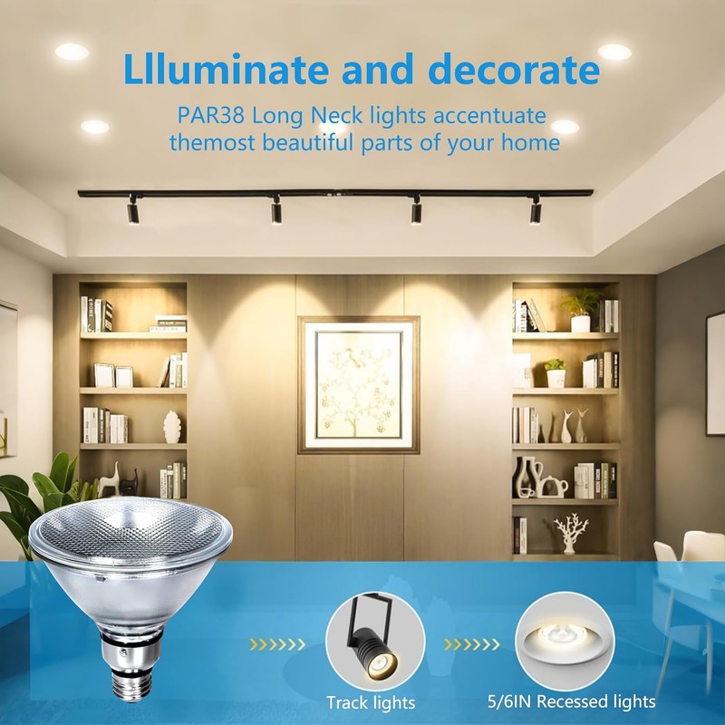 PAR38 Halogen Flood Light Bulbs 2 Pcs, 80W Equivalent, 120V,