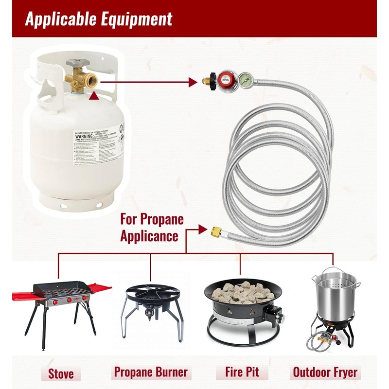 CALPOSE 12FT High Pressure Propane Regulator with Hose, 0-30PSI Adjustable