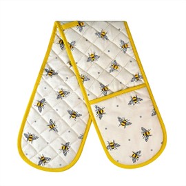 Double Oven Gloves UK Mitts Heat Resistant Mitten Heavy Duty Kitchen Pot Holders Oven Gloves Bumble Bees in the Kitchen Novelty