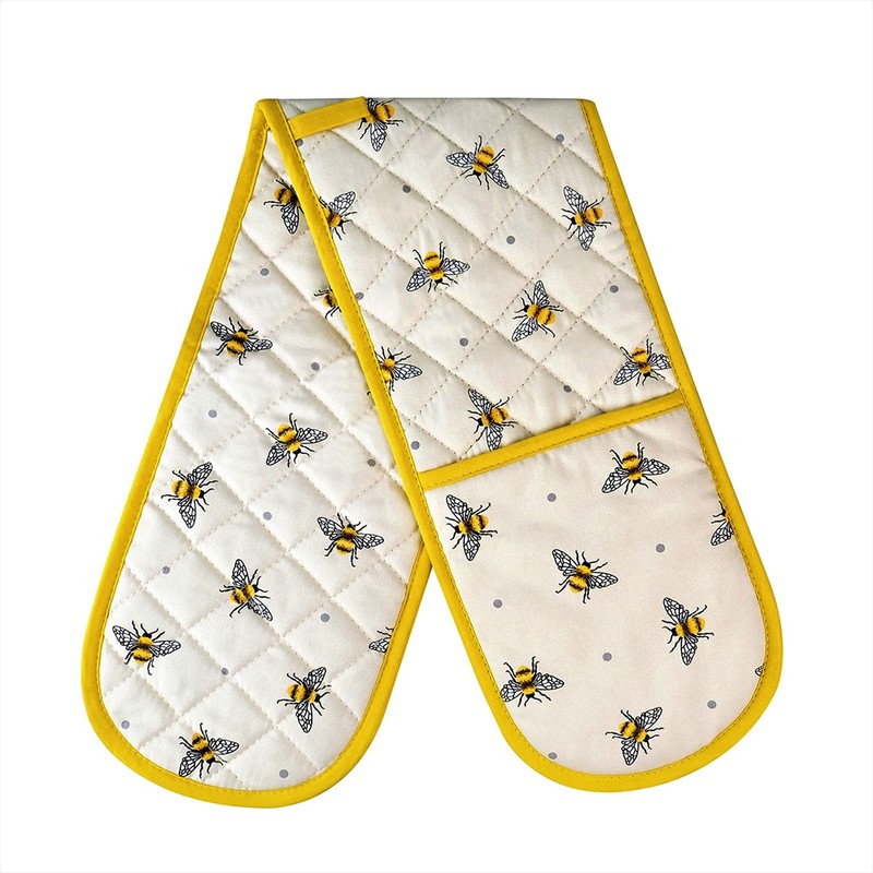 Double Oven Gloves UK Mitts Heat Resistant Mitten Heavy Duty