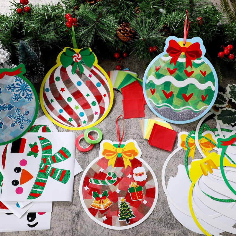 Doublefill 36 Sets Suncatchers Crafts Kit DIY Tissue Paper Suncatchers