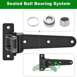 Insaga Heavy Duty Gate Hinges 1000 LBS, 13'' Strap Hinges with Ball Bearings, 6mm Thick Carbon Steel Weld-On or Bolt-On Hinges, 180° One Way Open for Barn Farm Fence Shed Garden Gates (4Pcs, Black)