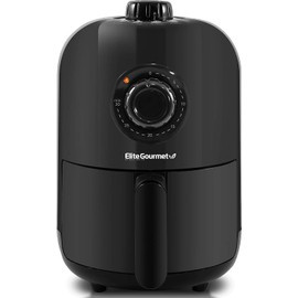 Elite Gourmet EAF1121 Personal 1.1 Qt. Compact Space Saving Electric Hot Air Fryer Oil-Less Healthy Cooker, Timer & Temperature Controls, 1000W Black