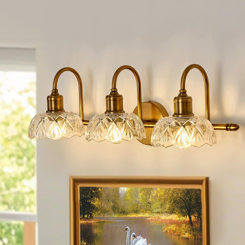 UOFUS Gold Vintage Vanity Light 3 Lights Bathroom Lighting Fixtures