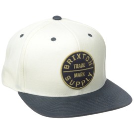 Brixton Men's Oath III Medium Profile Adjustable Snapback Hat, Off White/Navy, One Size