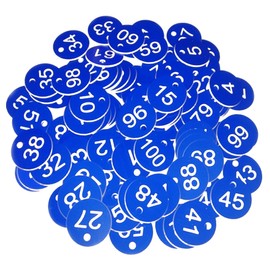 A'sTool Plastic Number Tag Number Tag Locker Cloak Deposit Number 1-100 (Blue)