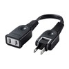 Sanwa Supply TAP-EX21001BK Power Extension Cord, Black, 0.3 ft (0.1