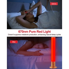 Red Light Night Light Lamp for Sleep GlowPillar Red Nightlight Desk Lamp with 670nm Wavelength Multi-Color and Brightness Options Remote Control USB Charging Elegant Design