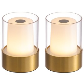 NEWSEE Cordless Small Candle Table Lamp, Modern Portable 3 Levels Brightness LED Desk Lamps, Rechargeable Battery Powered Lighting, for Living Room, Dining Room, Bedroom, Bar, Night Light (Bronze)