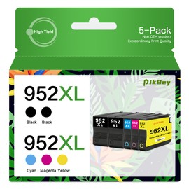 952XL Ink Cartridges Combo Pack (5-Pack, 2Black/1Cyan/1Magenta/1Yellow) Compatible 952 952XL Ink Cartridges Replacement for HP 952 952XL OfficeJet Pro 7740 8210 8710 8715 8720 8702 Printer