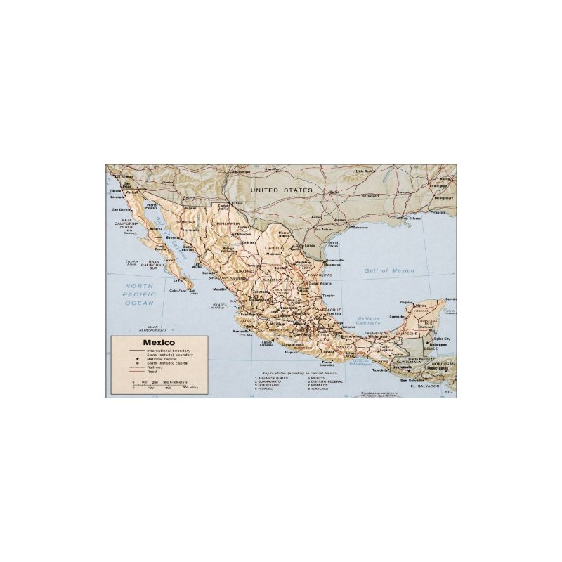 24"x36" Gallery Poster, cia map of Mexico 1988