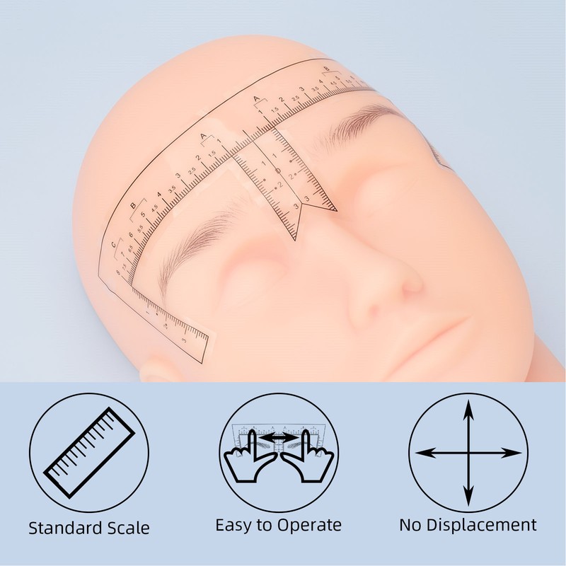 100PCS Eyebrow Ruler Stencils Clear Scale Transparent Adhesive Eyebrow Designer
