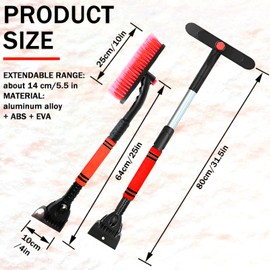 DTXYBC 3-in-1 Car Ice Scraper, Extendable Snow Removal Brush, Removable Ice Scraper, Ice Scraper Car with Broom, Car Ice Scraper with Foam Handle, for Car Windscreens, Windows