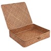 Moosky Flat Wicker Shelf Baskets with Lid, Handwoven Seagrass Basket
