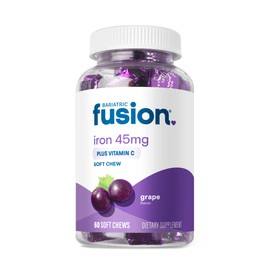 Bariatric Fusion Bariatric Fusion Iron Supplement for Women Anemia | Chewable Iron with Vitamin C | Grape Flavored Soft Chew | Gentle on Stomach Ferrous Fumarate for Women and Men | Gluten Free | 60 Count