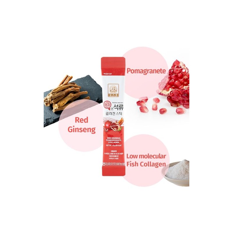Korean Beauty Baekje Geumsan Women's Pomegranate Collagen Jelly Stick 5.1oz