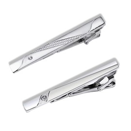 DHWEKU Pack of 2 Tie Clips for Men, Tie Clip, Tie Clip, Tie Clip, Silver for Valentine's Day, Christmas, Wedding, Business, Bar and Everyday Use (Silver), Precious Metal, Precious metal
