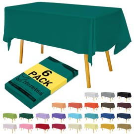 Hereisa Teal 6 Pack Plastic Table Cloths - 54" x 108", Disposable Rectangle Table Cover for Parties