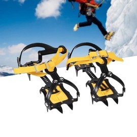 Ice Hiking Spikes, 1 Pair of Crampons with 10 Teeth, Strap Binding, Ice Grips, Non-Slip Cleats, Stud Grippers, Non-Slip Spikes, Ice Grippers, Ice Spikes for Hiking
