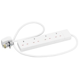 Slamtech® 2m White 4 Gang Power Strip Extension Cord Mains Plug