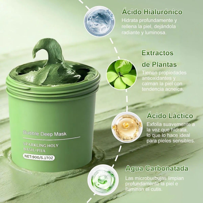 Mascarilla De Arcilla Para Cara, Holy Basil Bubble Deep Clea